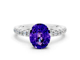 White gold Oval Cut Tanzanite Pave Band Solitaire Ring with Four-Prong Setting_24