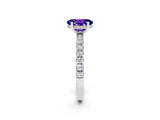 White gold Oval Cut Tanzanite Pave Band Solitaire Ring with Four-Prong Setting_26