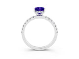 White gold Oval Cut Tanzanite Pave Band Solitaire Ring with Four-Prong Setting_27