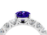 White gold Oval Cut Tanzanite Prong Setting with Side Stones on a Pave Band_4