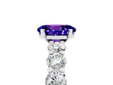 White gold Oval Cut Tanzanite Prong Setting with Side Stones on a Pave Band_5