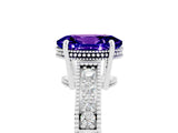 White gold Oval Cut Tanzanite Ring with Milgrain Pavé Band and Four-Prong Setting_17