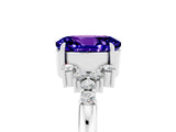 White gold Oval Cut Tanzanite Ring with Side Stones and Four-Prong Setting_101