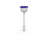 White gold Oval Cut Tanzanite Ring with Side Stones and Four-Prong Setting_86