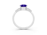 White gold Oval Cut Tanzanite Ring with Side Stones and Four-Prong Setting_87
