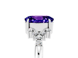 White gold Oval Cut Tanzanite Ring with Side Stones and Four-Prong Setting_89