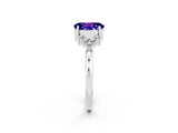 White gold Oval Cut Tanzanite Ring with Side Stones and Four-Prong Setting_98