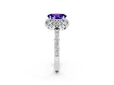 White gold Oval Cut Tanzanite Scalloped Halo Engagement Ring with Round Shared Prong Band_14