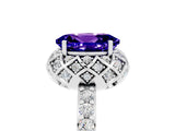 White gold Oval Cut Tanzanite Scalloped Halo Engagement Ring with Round Shared Prong Band_17