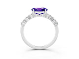 White gold Oval Cut Tanzanite Scattered Round Accent Ring with Prong Setting_27