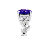 White gold Oval Cut Tanzanite Scattered Round Accent Ring with Prong Setting_41