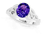 White gold Oval Cut Tanzanite Solitaire Celtic Knot Ring with Four-Prong Setting_13