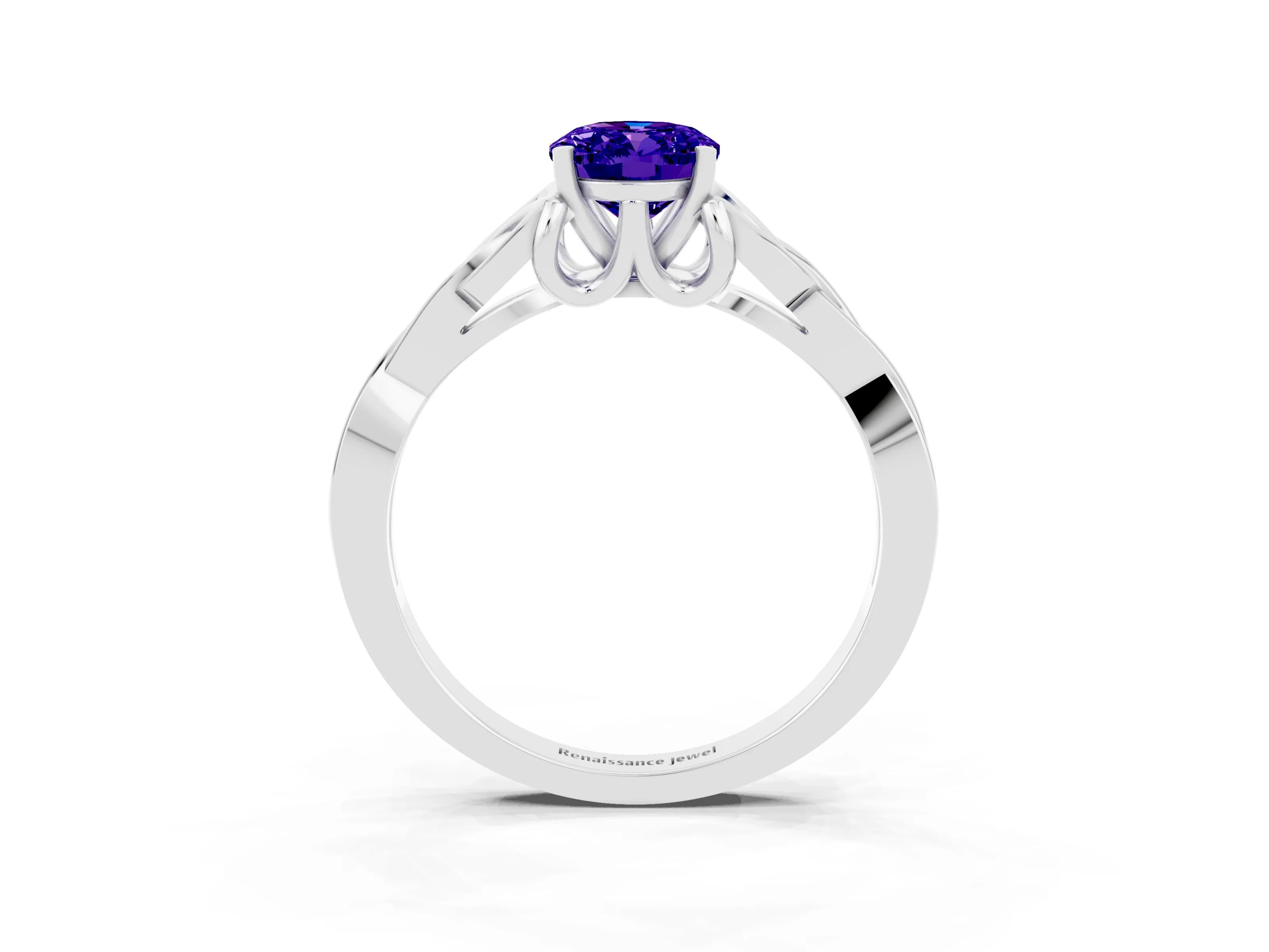 White gold Oval Cut Tanzanite Solitaire Celtic Knot Ring with Four-Prong Setting_15