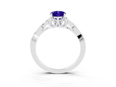 White gold Oval Cut Tanzanite Solitaire Celtic Knot Ring with Four-Prong Setting_15