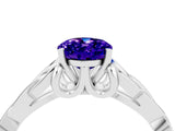 White gold Oval Cut Tanzanite Solitaire Celtic Knot Ring with Four-Prong Setting_16