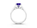 White gold Oval Cut Tanzanite Solitaire Engagement Ring with Cathedral Setting and Four-Prong Mount_105