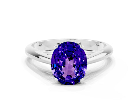 White gold Oval Cut Tanzanite Solitaire Engagement Ring with Cathedral Setting and Four-Prong Mount_12