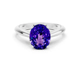 White gold Oval Cut Tanzanite Solitaire Engagement Ring with Cathedral Setting and Four-Prong Mount_18
