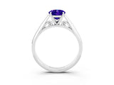 White gold Oval Cut Tanzanite Solitaire Engagement Ring with Cathedral Setting and Four-Prong Mount_21