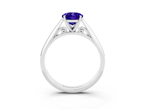 White gold Oval Cut Tanzanite Solitaire Engagement Ring with Cathedral Setting and Four-Prong Mount_27