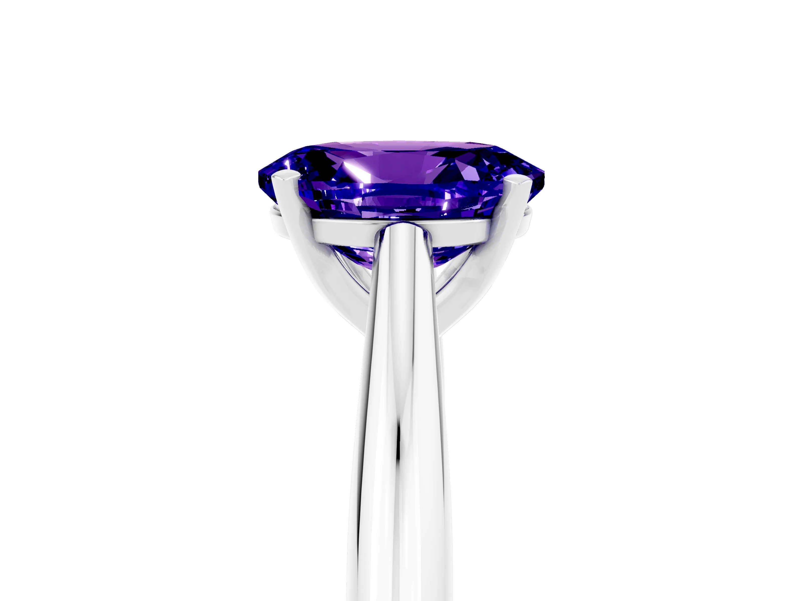 White gold Oval Cut Tanzanite Solitaire Engagement Ring with Cathedral Setting and Four-Prong Mount_29