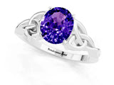 White gold Oval Cut Tanzanite Solitaire Engagement Ring with Celtic Knot Band and Four-Prong Setting_1