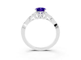 White gold Oval Cut Tanzanite Solitaire Engagement Ring with Celtic Knot Band and Four-Prong Setting_3