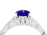 White gold Oval Cut Tanzanite Solitaire Engagement Ring with Celtic Knot Band and Four-Prong Setting_4
