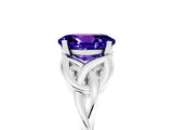 White gold Oval Cut Tanzanite Solitaire Engagement Ring with Celtic Knot Band and Four-Prong Setting_5