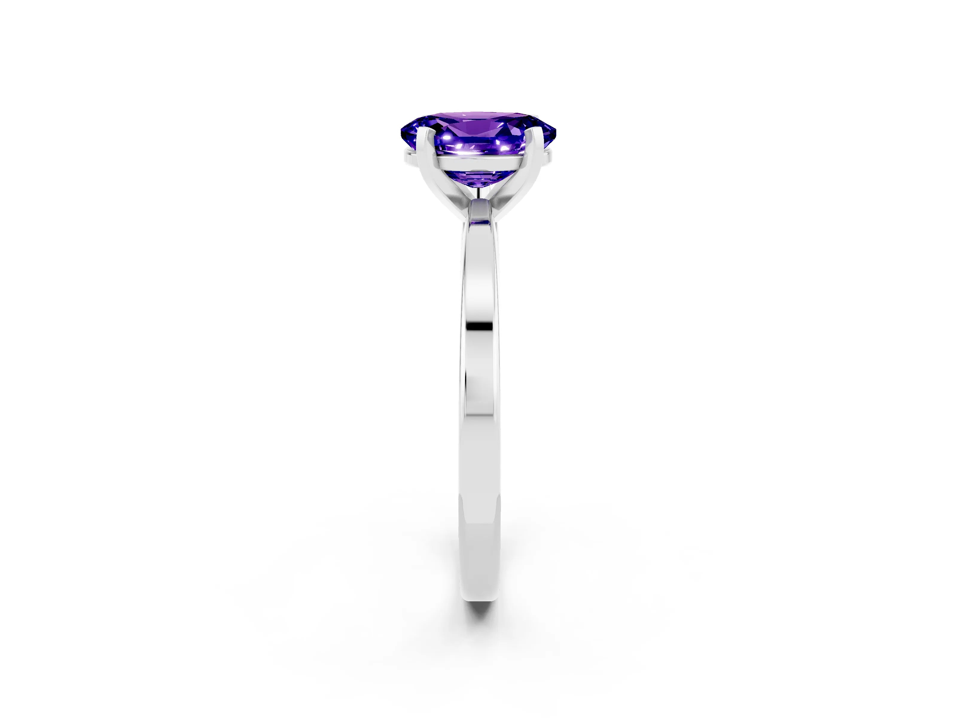 White gold Oval Cut Tanzanite Solitaire Engagement Ring with Classic Band and Four-Prong Setting_38