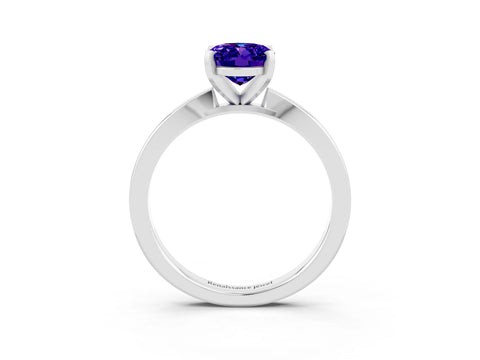 White gold Oval Cut Tanzanite Solitaire Engagement Ring with Classic Band and Four-Prong Setting_39