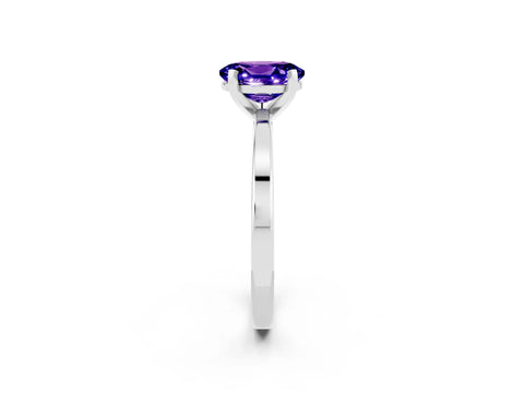 White gold Oval Cut Tanzanite Solitaire Engagement Ring with Classic Band and Four-Prong Setting_44