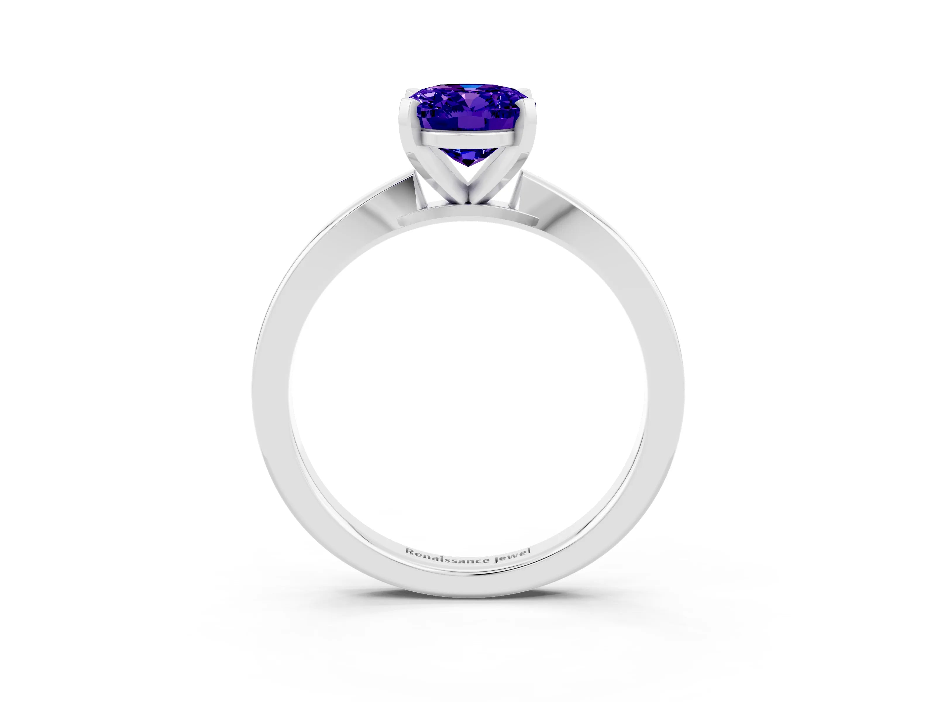 White gold Oval Cut Tanzanite Solitaire Engagement Ring with Classic Band and Four-Prong Setting_45