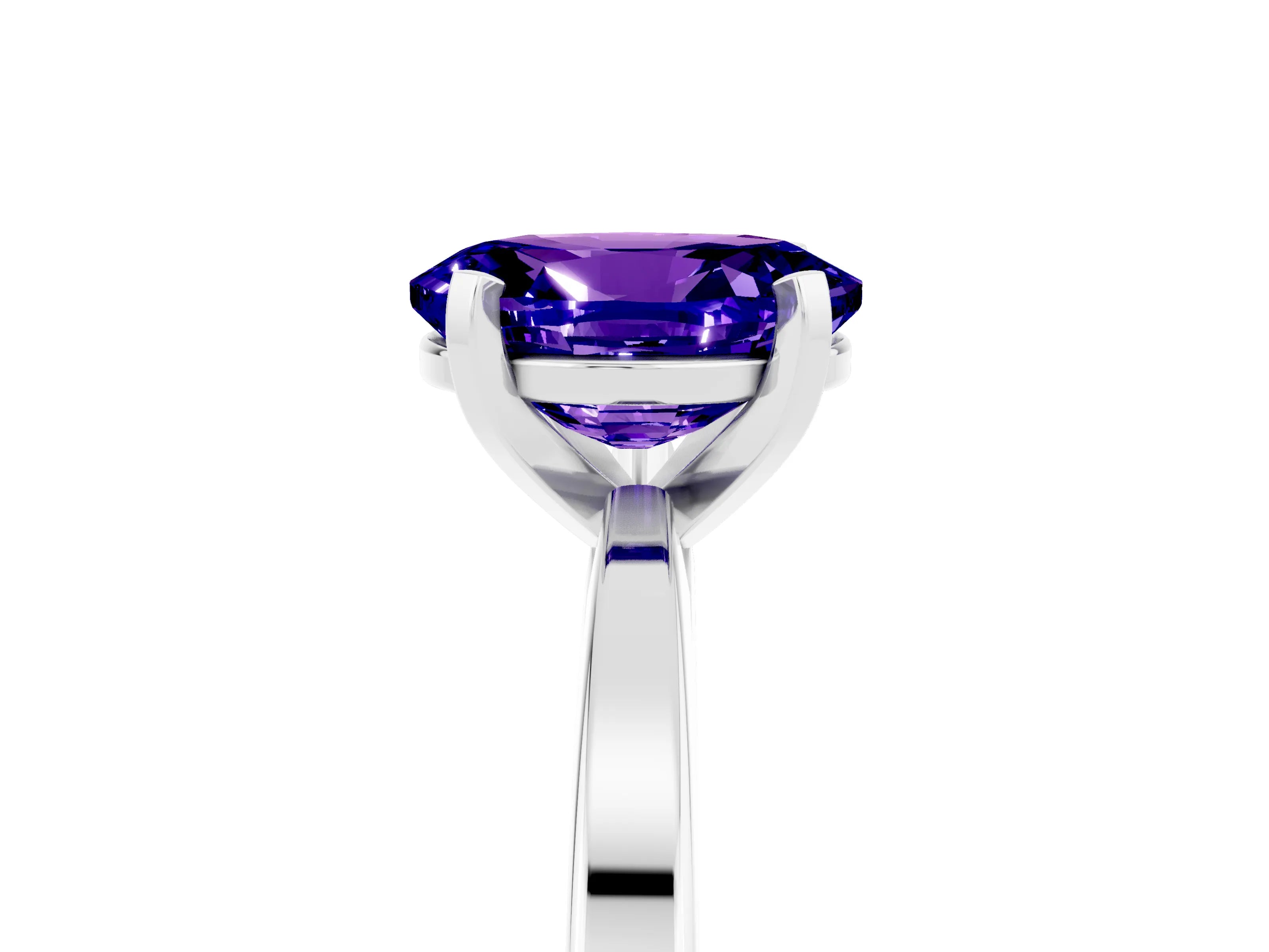 White gold Oval Cut Tanzanite Solitaire Engagement Ring with Classic Band and Four-Prong Setting_47