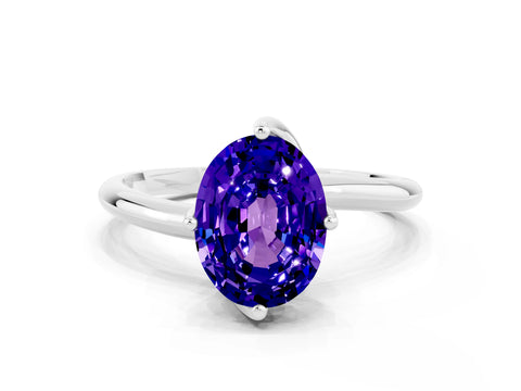 White gold Oval Cut Tanzanite Solitaire Engagement Ring with Four-Prong Setting and Classic Band_12