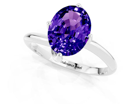White gold Oval Cut Tanzanite Solitaire Engagement Ring with Four-Prong Setting and Classic Band_13