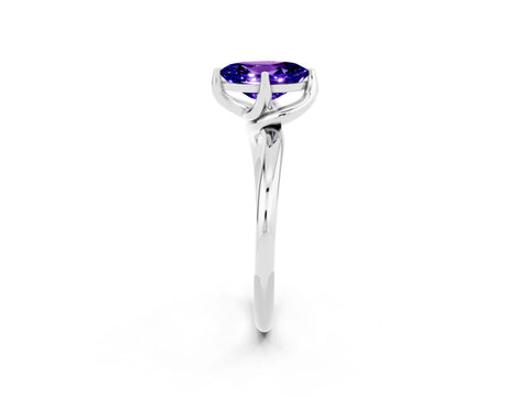 White gold Oval Cut Tanzanite Solitaire Engagement Ring with Four-Prong Setting and Classic Band_14
