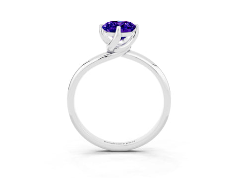 White gold Oval Cut Tanzanite Solitaire Engagement Ring with Four-Prong Setting and Classic Band_15