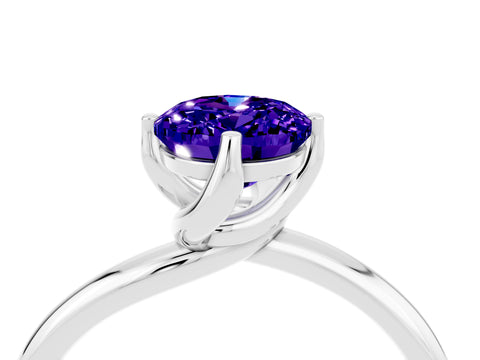 White gold Oval Cut Tanzanite Solitaire Engagement Ring with Four-Prong Setting and Classic Band_16