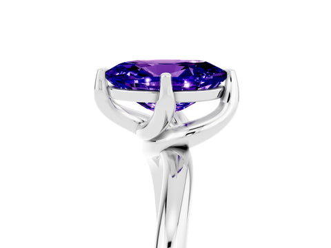 White gold Oval Cut Tanzanite Solitaire Engagement Ring with Four-Prong Setting and Classic Band_17
