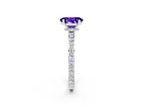 White gold Oval Cut Tanzanite Solitaire Engagement Ring with Pavé Band and Four-Prong Setting_2
