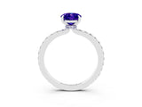 White gold Oval Cut Tanzanite Solitaire Engagement Ring with Pavé Band and Four-Prong Setting_3