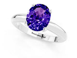White gold Oval Cut Tanzanite Solitaire Engagement Ring with Round Band and Four-Prong Setting_1