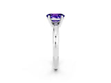 White gold Oval Cut Tanzanite Solitaire Engagement Ring with Round Band and Four-Prong Setting_2