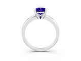 White gold Oval Cut Tanzanite Solitaire Engagement Ring with Round Band and Four-Prong Setting_3