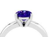 White gold Oval Cut Tanzanite Solitaire Engagement Ring with Round Band and Four-Prong Setting_4