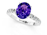 White gold Oval Cut Tanzanite Solitaire Pavé Band with Four-Prong Setting_1