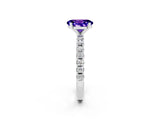 White gold Oval Cut Tanzanite Solitaire Pavé Band with Four-Prong Setting_2