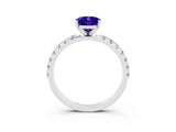 White gold Oval Cut Tanzanite Solitaire Pavé Band with Four-Prong Setting_3
