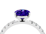 White gold Oval Cut Tanzanite Solitaire Pavé Band with Four-Prong Setting_4